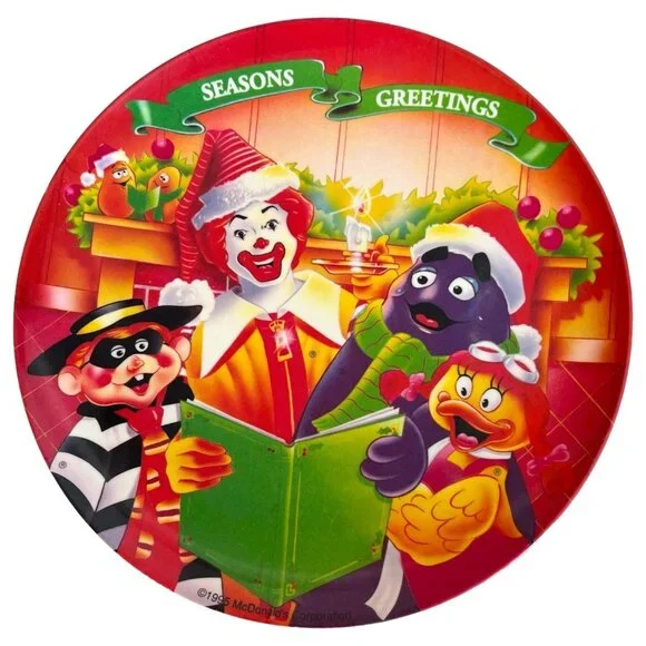 1995 McDonalds Seasons Greetings Christmas Plates Melamine   lastic Set of 2 VTG - Picture 2 of 5